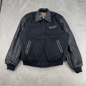 Vintage Sichel Law & Order 200th Episode Bomber Jacket Mens XL Black Leather USA